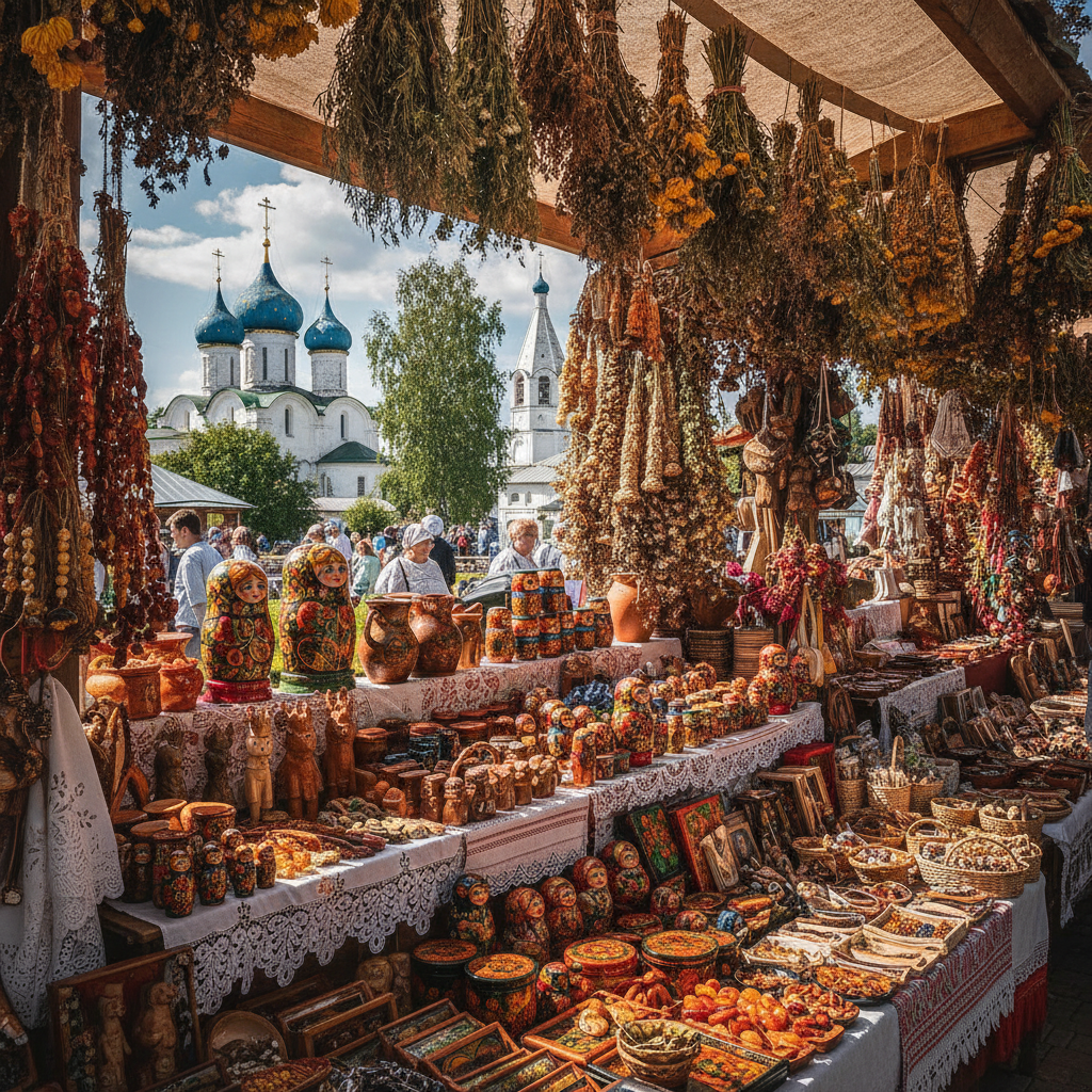 Торговые ряды с сувенирами