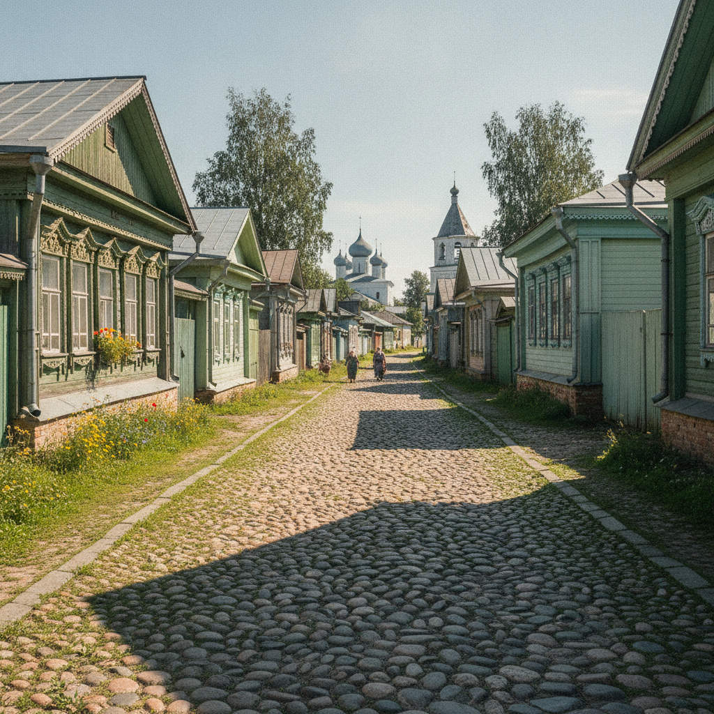 Старинные дома на брусчатке
