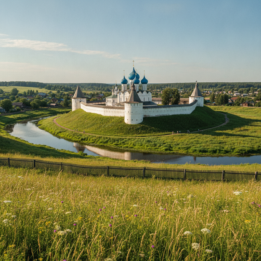 Кремль Суздаля в лучах солнца