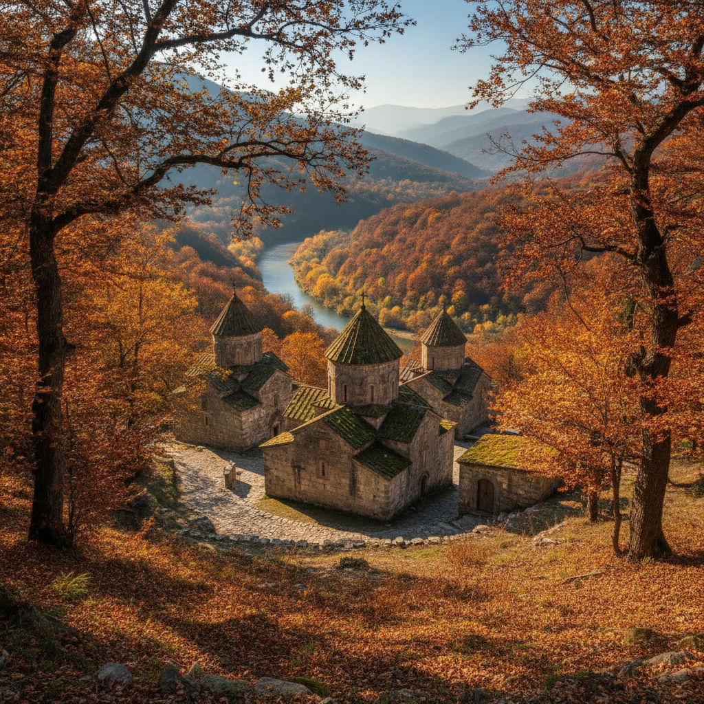 Старинные храмы на фоне осени
