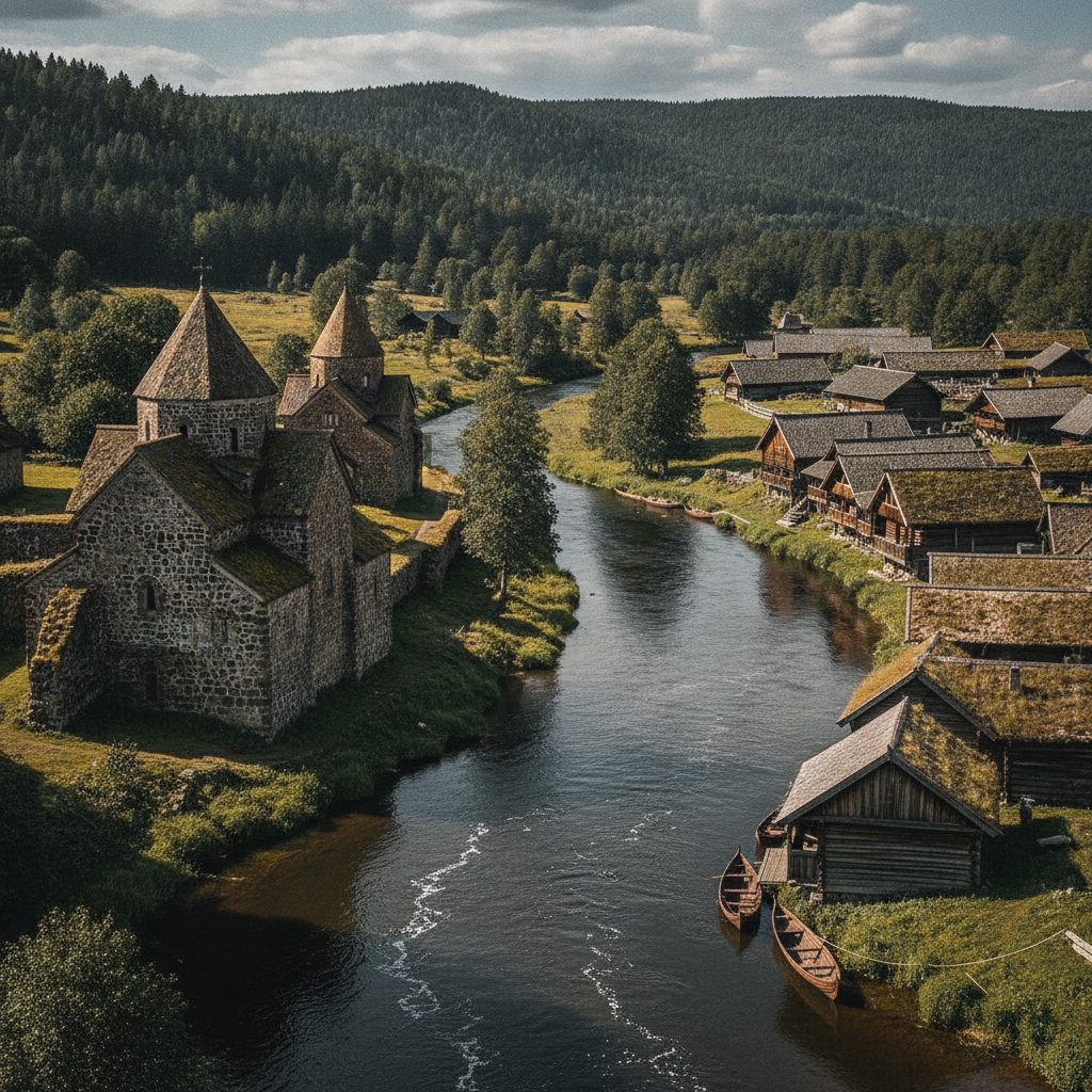 Панорама старинных церквей