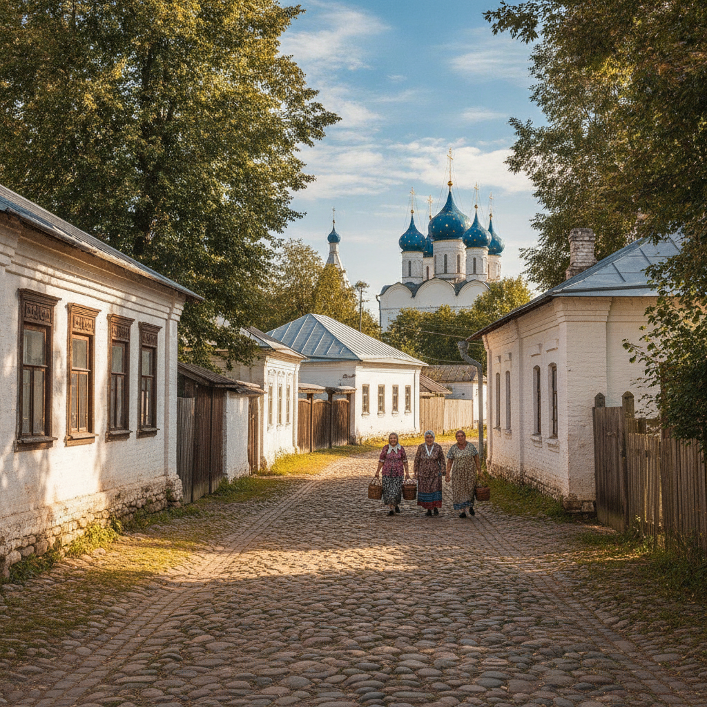 Улица с белокаменными домами