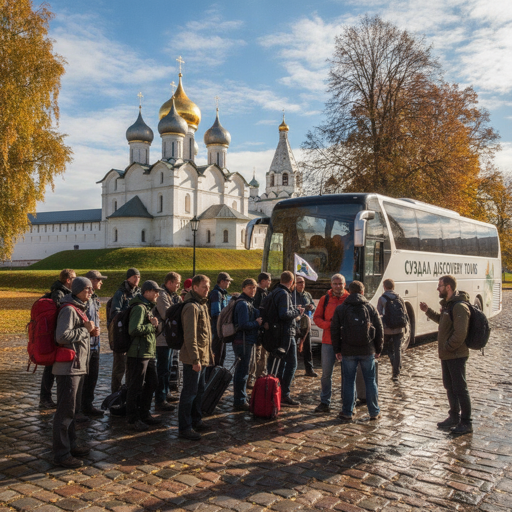 Туристический автобус на фоне Кремля